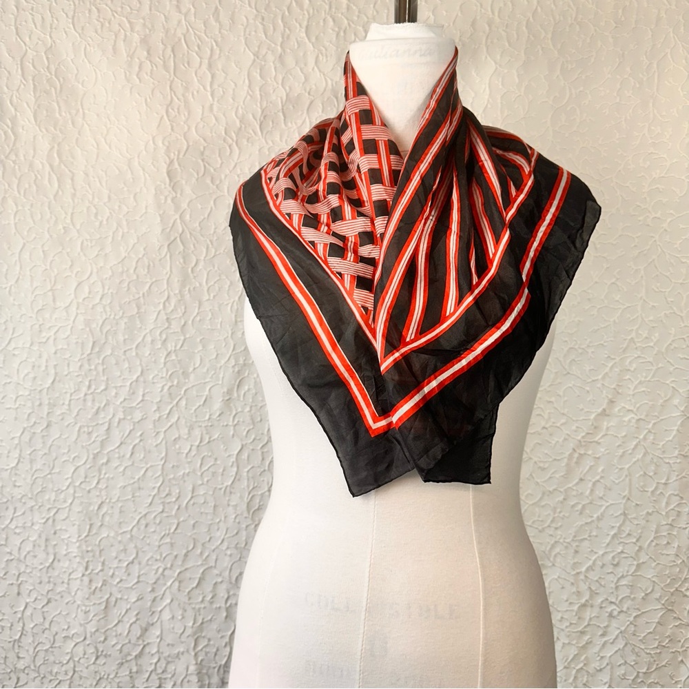 Vintage Triangle Silk Scarf 28x29 Lightweight Geometric Soft Head Cover Wrap